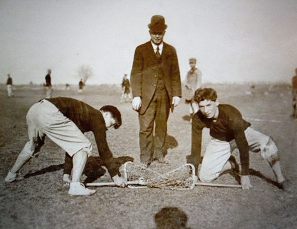 Photo of Edward Bracklin playing lacrosse. During his time in Carlisle, he played lacrosse as Carlisle LaCrosse Team Captain. Photo courtesy of Sylvia Bracklin-Baker.