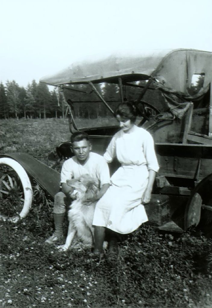 Sylvia's parents, John Andrew Bracklin, and his wife Bernadette, on their Bracklin homestead in Whitefish, around 1931. Photo courtesy of Sylvia Bracklin-Baker.
